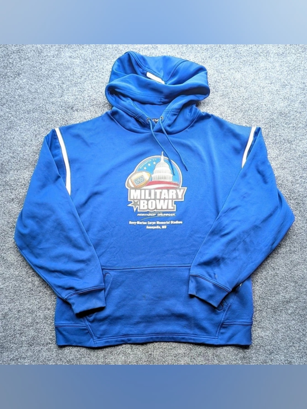 Military Bowl Annapolis Maryland XXL Blue Graphic Logo Hoodie NCAA